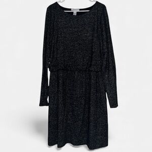 WHBM Women’s Gray Long Sleeve Drawstring Blouson Knee Length Casual Dress Sz-XL